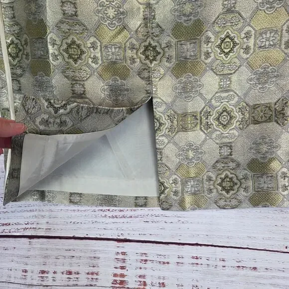 Vintage Carlisle Silk Jaquard Skirt 6 Gold Metallic Color Glam Lux Quiet Money - Picture 7 of 12